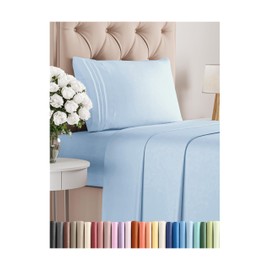 Twin XL Size 3 Piece Sheet Set - Comfy Breathable & Cooling Bed Sheets Set - Hotel Luxury Bedding for Women, Men, Kids, Teens, Boys & Girls - Deep Pockets, Soft, Wrinkle Free - Oeko-Tex - Light Blue