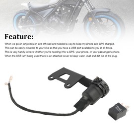 Areyourshop 12V Socket Charger USB + C Type Quick for Honda Rebel CMX300 CMX500 2022 2023 2024