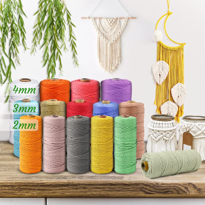 LEREATI Macrame Cord 2mm x 100m, Thick Macrame Rope Natural