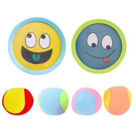 Velcro Ball Game, Yiyifor Children's Velcro Game Ball with 2 Catching Discs and 4 Balls, Velcro Ball Game Catch Ball Set, Velcro Ball Game for Children from 3 4 5, for Party, Garden, Indoor and
