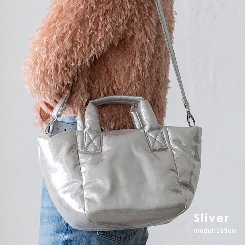 VITAFELICE Inb-10176p Women's Glitter 2-Way Tote Bag, Silver