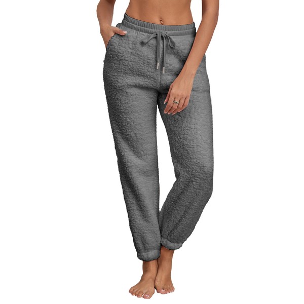 Famulily Thick Plush Sherpa Lined Jogging Bottoms Women's Comfortable Fluffy