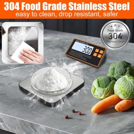 7JI Kitchen Scale with Removable Wireless LCD Display, 33lb/15kg Digital Kitchen Scale, 7-Unit Tara Function, 0.1g High Precision Digital Coffee Scale for Cooking, Baking