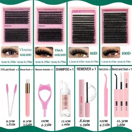 Mixed Length Individual False Eyelashes Kit, Natural Look Eyelash Extensions with Eyelash Tools, Curling Fake Eyelash, Makeup Products, Eyelash Extensions Kit, Cluster Lashes Kit, Handmade Fake Eyelashes, Diy Lash Kit, Cosmetic, Eyelash Set
