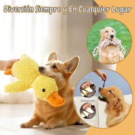 wishkit Juguete de Peluche chirriante para Perro, Paquete de 3 Juguetes Peluches suaves con sonido para morder y jugar, ayudan a la limpieza dental diaria; ideales para perros y cachorros