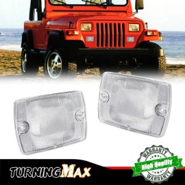 GTINTHEBOX Fits Jeep 1987-1995 Wrangler YJ Clear Front Turn Signal Parking Lights Housings