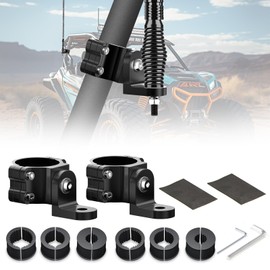 UTV Whip Mount Flag Holder Adjustable Whip Light Mounting Bracket for Light Bar Antenna Compatible with 1" to 2" Roll Cage Polaris RZR SXS Can Am