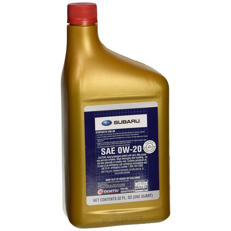 Genuine Subaru SOA427V1310 Oil - 0W20 Synthetic, 1 Quart Bottle,