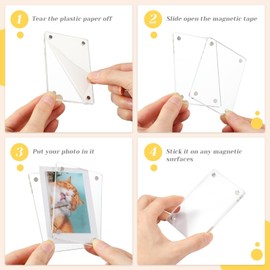 Shaineko Magnetic Photo Frames, magnetic picture frame, Double-Sided Fridge Magnets, polaroid frame, instax mini film, acrylic fridge magnetic frame, 2.36" x 3.54", Pack of 10