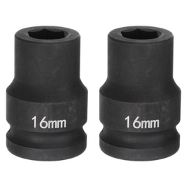 QUARKZMAN 2pcs Deep 6 Point Impact Sockets 3/4" Drive 16mm Metric 40Cr Alloy Steel Impact Sockets for Spindle Axle Nuts