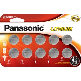 Panasonic CR2025 3.0 Volt Long Lasting Lithium Coin Cell Batteries in Child Resistant, Standards Based Packaging, 10 Count(Pack of 1)