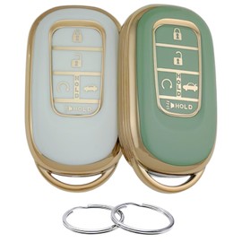 REPROTECTING TPU Key Fob Cover Compatible with (5 Buttons) 2022-2025 Honda Accord Civic HR-V CR-V Pilot Sport SI EX EX-L Touring (Green/White)