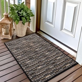 hicorfe Indoor Doormat,24"x35" Front Back Door Mat,Durable Non Slip Rubber Backing,Low-Profile Absorbent Resist Dirt Washable Entrance Inside Floor Mat for Entryway,Hallway,Porch,Patio(Black)