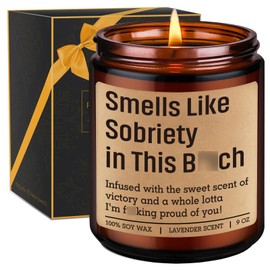 GSPY Smells Like Sobriety Candle - Sobriety Gifts for Women, Men - 2 Year Anniversary, 1 Year Sober Gifts Ideas - Funny Birthday, Sober Celebration, Recovery, Proud of You Present for Her, Him
