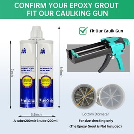 Zyklonix Dual Caulking Gun,Epoxy Gun for 13.5 fl oz(400 ml,1:1 Mix Ratio)，Manual Dual Component Adhesive Applicator with Mixing Nozzles,Green