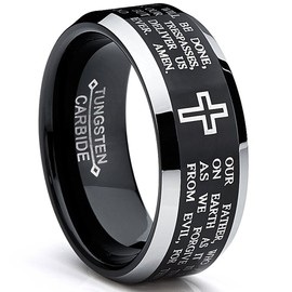 Metal Masters 8MM Black Lord's Prayer Tungsten Ring Wedding Band Size 12