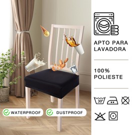 Viste tu hogar Pack of 4 Dining Room Chair Covers, 45 to 55 cm, Without Backrest, 100% High-Quality Polyester, Elastic, Cleaning, Pineapple, Black