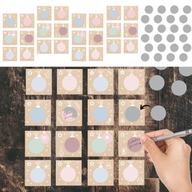 Scratch Advent Calendar 73 Pieces | Clips String Cards Scratch Film Stickers 1-24 | Paper MDF | Christmas Calendar (1 x Scratch Calendar Hanging)