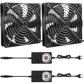 2 x 120 mm Case Fan, 12 V PC Fan with Speed Control, AC 220 V Fan Dual Ball Bearings, Axial Fan, Quiet Fan for PC Laptop, TV, Radio, Router, Chassis Cabinet Server