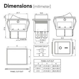 8-Pack Momentary Rocker Toggle Switch, (ON)/Off DPST 4Pin Heavy Duty Boat Switches for Home Auto Car Marine Boat, KCD4-201, Black