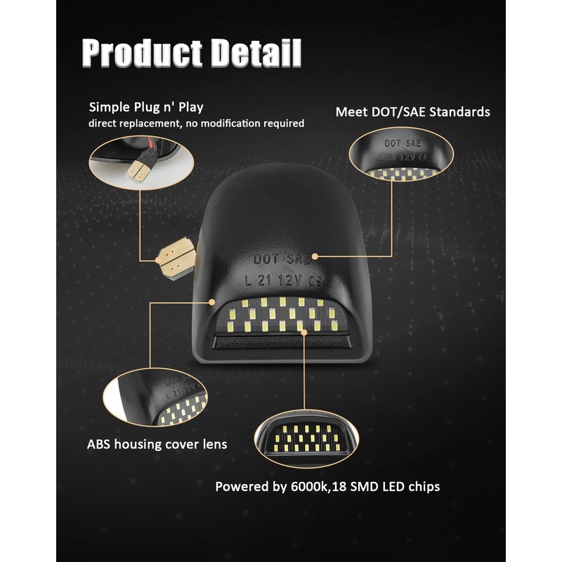 Bestview LED License Plate Light Tag Lights Assembly Compatible with