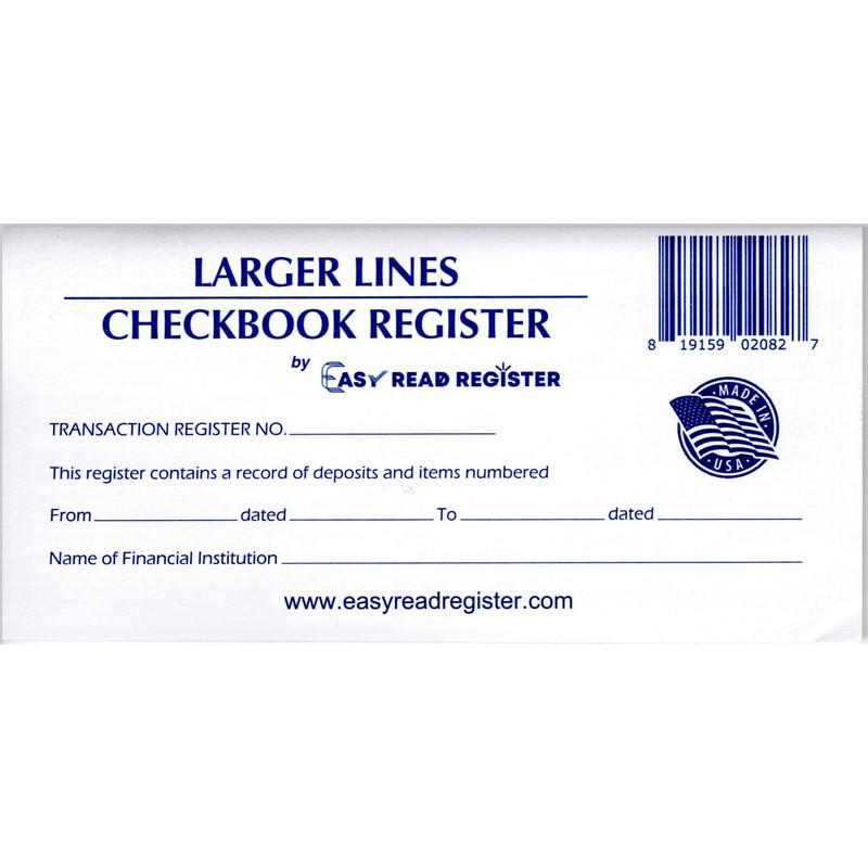 Larger Lines Checkbook Registers, Made in The USA, Wider Lines