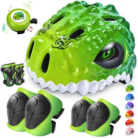 Safuty1st Toddler/Kids Bike Helmet Set for Boys Girls 3D Adjustable Kids Helmet Protective Gear Set Knee Elbow Wrist Pads and Multi-Sports Skateboard Scooter Cycling Roller Balance Bike
