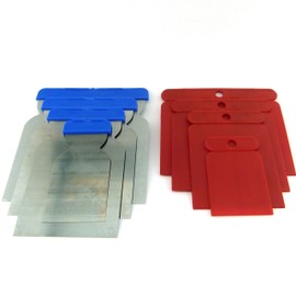 8-Piece Set Japanese Spatulas in Bundle of 4 Surface Spatulas with Steel Sheet Acid Resistant + Set of 4 Plastic Japanese Spatulas Flexible Quality Tool for Professionals Made in Germany