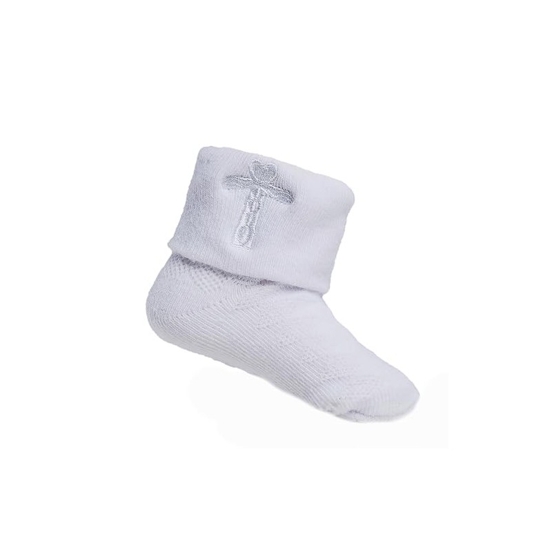 Baby Girls Boys Christening Socks With Embroidered Cross (6-12 Months,
