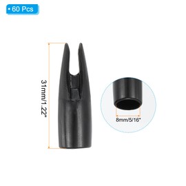 PATIKIL 8mm Archery Arrows Nocks, 60 Pcs Plastic Glue on Arrow Nock Replacement for 5/16" Hunting Arrows Compound Bow Recurve Bow, Black