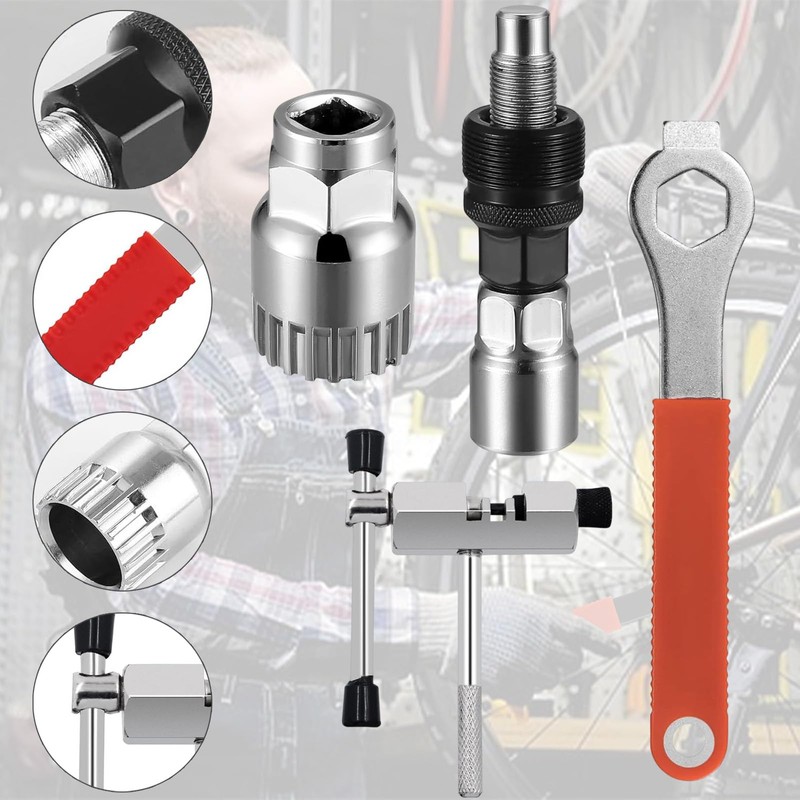 4Pcs Set Bicycle Crank Removal Tool Set, Professional Bike Bottom