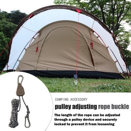 Camping Rope for Tarp | Heavy Duty Camping Rope | Wind Rope with Pulley, Adjustable Tent Rope, Weatherproof Camping Cord, Strong Rope Camping Accessories