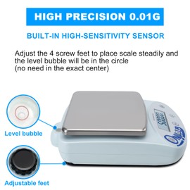 ONiLAB Lab Analytical Balance 5000 x 0.01g(11x0.00002 lb) 0.01g High Precision Electronic Scale LCD Display Scientific Scale with Calibration&Piece Count, Unit Convert,Labs,Kitchen,Jewelry