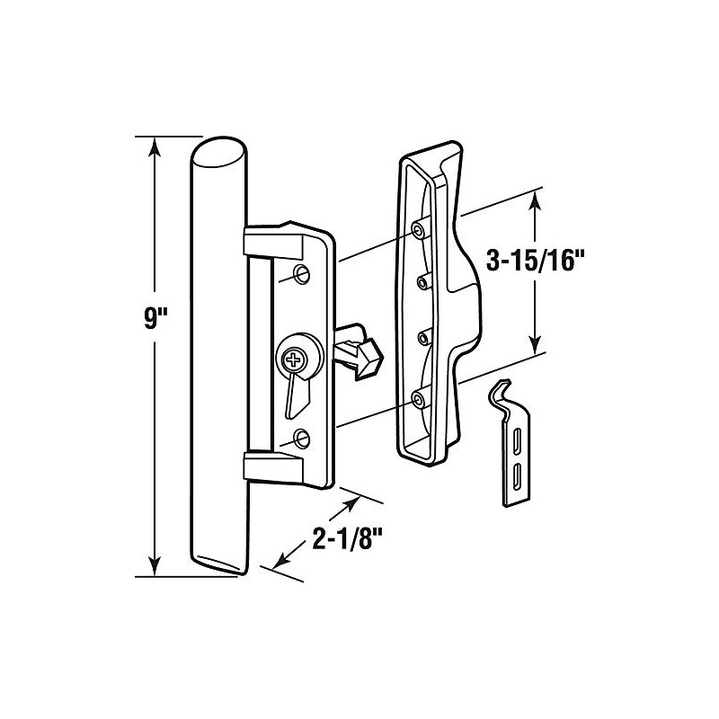 Prime-Line MP1018 Sliding Door Handle Set, 3-15/16 In., Diecast and