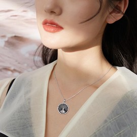 YAFEINI Thors Hammer Necklace Sterling Silver Tree of Life Necklace Jewellery Mother's Day Gifts for Women Girls