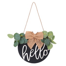 Door Decor Hello Sign Rustic Wooden Outdoor Pendant for Daily Holiday Home Decoration