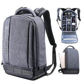 K&F CONCEPT Professional Camera Backpack Large Size Photography Bag Compatible with Camera DSLR, 14.4'' Laptop, Tripod (Grey)