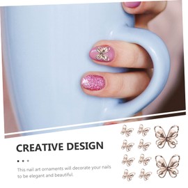 Healvian 50pcs Rhinestone Inlaid Butterfly Nail Charms for Elegant Nail Art Cat DIY Manicure Decorations for Girls for Parties and Summer Vacations