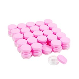 JQYXSS 20 Pieces 5 Gram Sample Containers with Lids ,Plastic Storage Jars Wide-Mouth Containers Jars with Pink Lids, for Makeup, Lotion, Eye Shadow, Powder, and Lip Balms