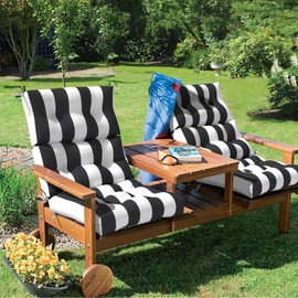 TWLEAR Outdoor High Back Patio Chair Cushions, Tufted Rocking Chair Cushions, Adirondack Cushions for Garden Porch Home Office Chair Use, 44” x 22” x 4”, 2 Pack, Cabana Black