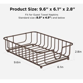 Guest Towel Holder Tray for Bathroom, Bathroom Napkin Holder, GMFINE Disposable Paper Hand Towel Holder for Bathroom, Bronze, 9.4" x 5.5" x 2.2" Inside Size