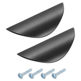 sourcing map 2 Pack Half Moon Cabinet Pull, 1.26" Hole Center Drawer Pulls Zinc Alloy Brushed Cabinet Pull Handles for Kitchen Cupboard Dresser Cabinet Hardware, Black