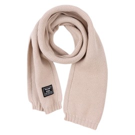 Pesaat Winter Scarf Baby Kids Knitted Scarf 100% Cotton Warm Long Neckerchief Girls Boys Soft Beautiful Scarves, beige