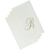 Entertaining with Caspari White Pearl Paper Linen Guest Towels, Monogram Initial R, 24-Pack