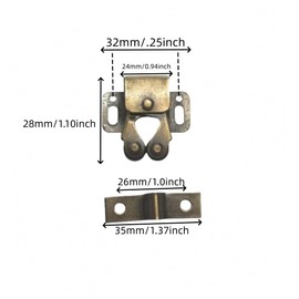 UPEYXDQR Latch Double Roller Catch Ball Catch Cabinet Latches with Spear Strike for Cupboard Closet Door, 10 Pcs (Bronze)