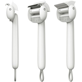 Taomypets Self Cleaning Grooming Brush for Shedding Pets Rake Gently Removes Loose Undercoat Mats Tangled (White)