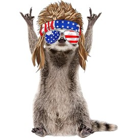 STICKY DUDE Mullet USA Racoon Raccoon Sticker, Funny Raccoon Cute Car Decal, 5 inches - Yeti Cup Vinyl Cooling Box, Waterproof Sticker, Decal Car Laptop Wall Window Bumper Sticker