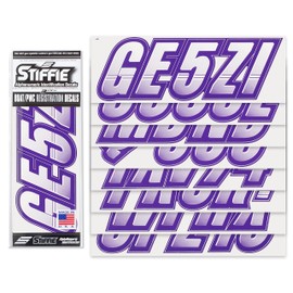 STIFFIE Techtron White/Purple 3" DOT Decal Kit Registration Numbers Vinyl Lettering Semi Truck Tractor Trailer Decals