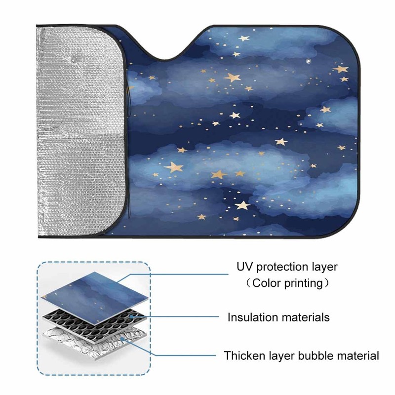 Jnomin Stars and Clouds Windshield Sun Shade for Car -