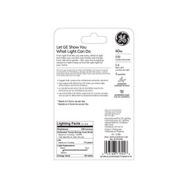 GE A15 Ceiling Fan Decorative Light Bulb, Soft White Finish, 40-Watt, Candelabra Base, 2-Pack